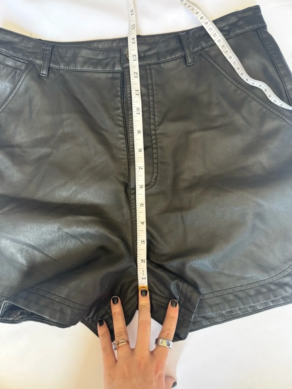 Free People Lita Black Vegan Leather High Rise Shorts Size 12